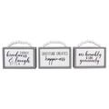 Youngs Wood Box Tabletop & Wall Sign with Bead Handle, Assorted Color - 3 Piece 20309